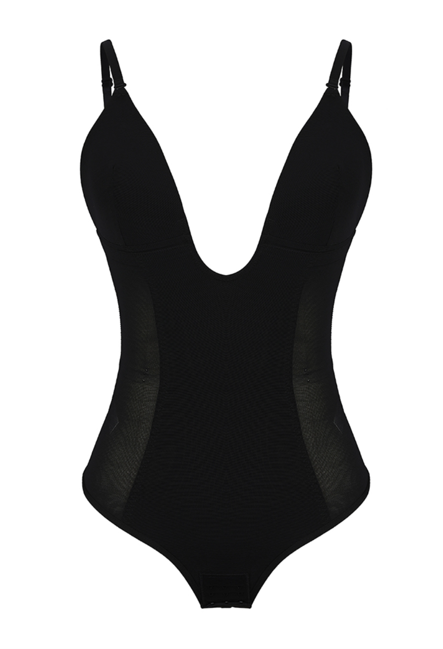 PLUNGE LOW-BACK THONG BODYSUIT